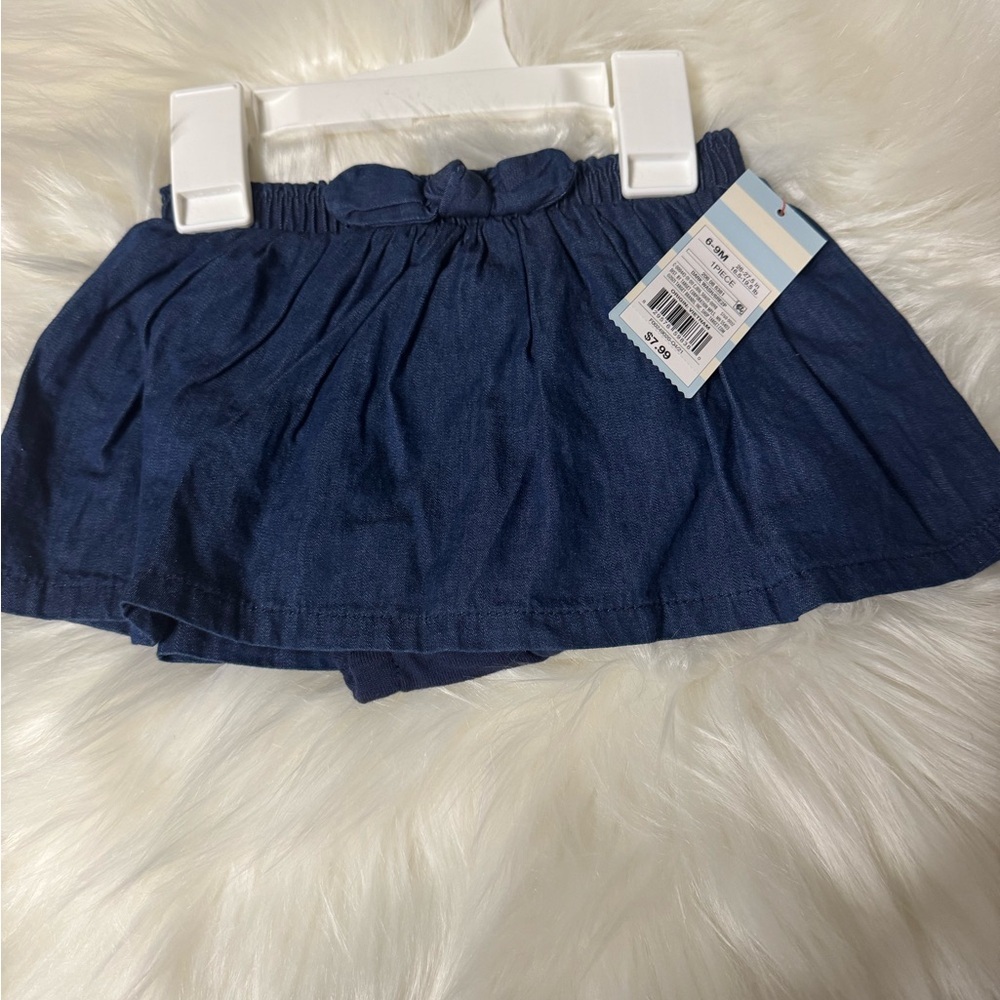 2Pcs Cat & Jack Denim Skirt & Baby Bloomer Size 6/9 Months NWT